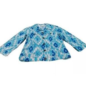 Chico's Woman Blue Jacket Sz 0 (S/4) Metal Buttons Professional  Office Work